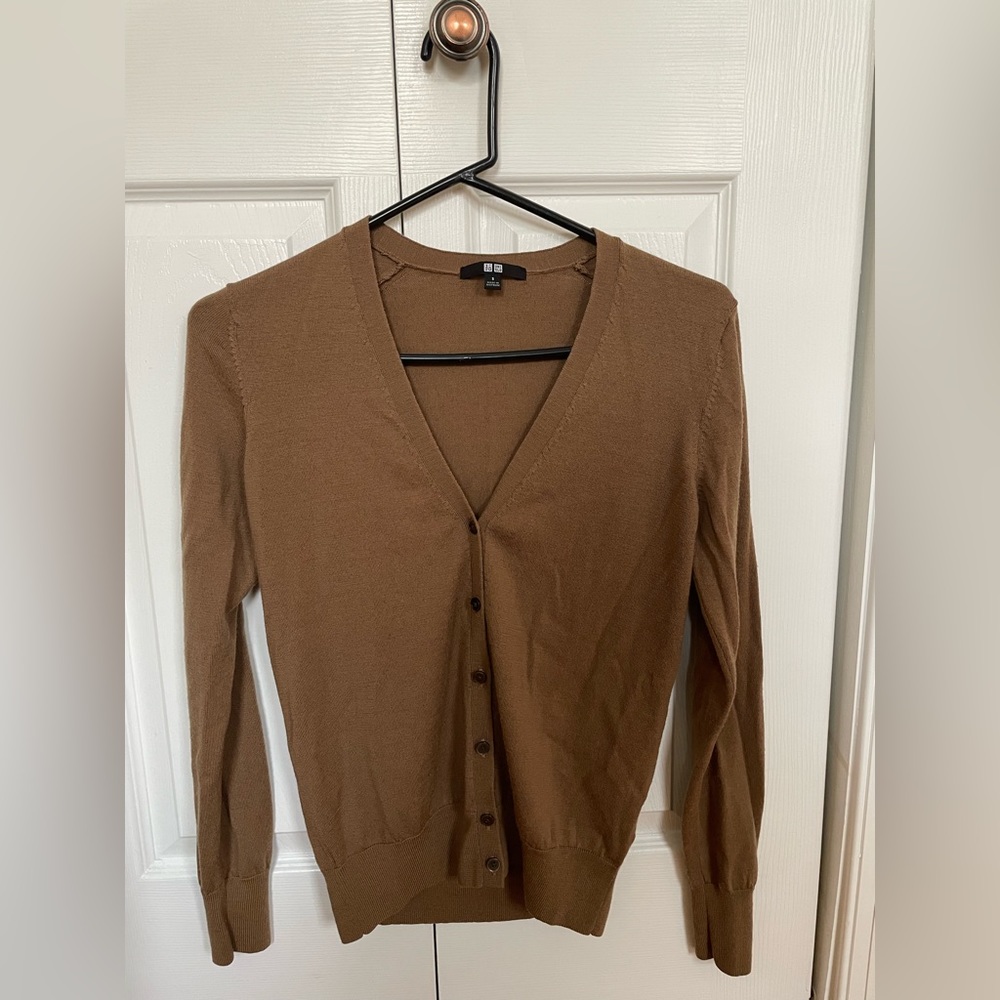 100% wool brown cardigan
